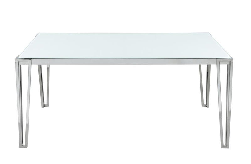 Pauline Rectangular Dining Table with Metal Leg White and Chrome