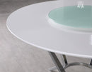Abby Round Dining Table with Lazy Susan White and Chrome - My Sweet Home Furniture (Queens, NY)