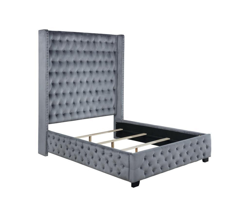 Rocori Queen Wingback Tufted Bed Grey - My Sweet Home Furniture (Queens, NY)