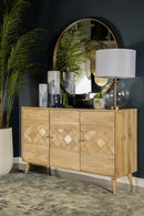 Alyssum Checkered Pattern 3-door Accent Cabinet Natural - My Sweet Home Furniture (Queens, NY)