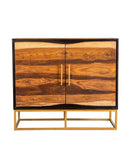 Zara 2-door Accent Cabinet Black Walnut and Gold - My Sweet Home Furniture (Queens, NY)