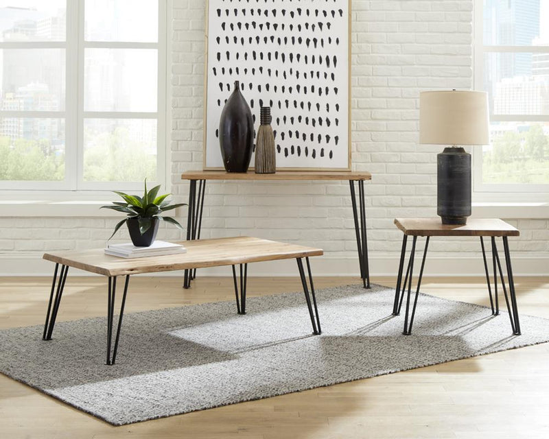 Zander End Table with Hairpin Leg Natural and Matte Black - My Sweet Home Furniture (Queens, NY)