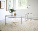Ellison Round X-cross Coffee Table White and Gold - My Sweet Home Furniture (Queens, NY)