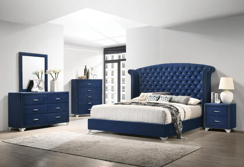 Melody 2-drawer Upholstered Nightstand Pacific Blue - My Sweet Home Furniture (Queens, NY)