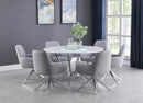 Abby Round Dining Table with Lazy Susan White and Chrome - My Sweet Home Furniture (Queens, NY)
