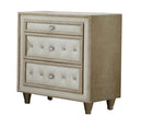 Antonella 3-drawer Upholstered Nightstand Ivory and Camel - My Sweet Home Furniture (Queens, NY)