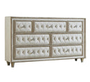 Antonella 7-drawer Upholstered Dresser Ivory and Camel - My Sweet Home Furniture (Queens, NY)