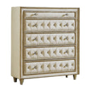 Antonella 5-drawer Upholstered Chest Ivory and Camel - My Sweet Home Furniture (Queens, NY)