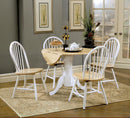 Allison Drop Leaf Round Dining Table Natural Brown and White - My Sweet Home Furniture (Queens, NY)