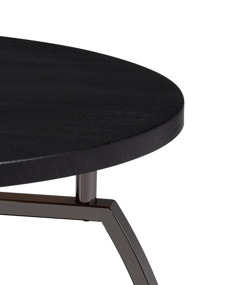 Dacre Round End Table Dark Grey and Black Nickel