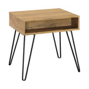 Fanning Square End Table with Open Compartment Golden Oak and Black - My Sweet Home Furniture (Queens, NY)
