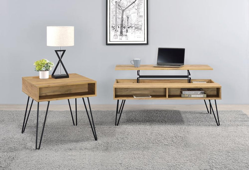 Fanning Lift Top Storage Coffee Table Golden Oak and Black - My Sweet Home Furniture (Queens, NY)