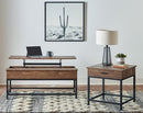 Byers Square 1-drawer End Table Brown Oak and Sandy Black - My Sweet Home Furniture (Queens, NY)