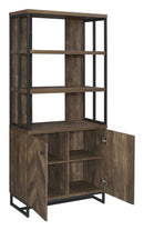 Millbrook 2-door Bookcase Rustic Oak Herringbone and Gunmetal - My Sweet Home Furniture (Queens, NY)