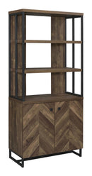 Millbrook 2-door Bookcase Rustic Oak Herringbone and Gunmetal - My Sweet Home Furniture (Queens, NY)