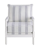 Blanchett Upholstered Accent Chair with Spindle Accent White and Navy - My Sweet Home Furniture (Queens, NY)