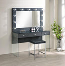 Afshan 3-drawer Vanity Desk with Lighting Mirror Grey High Gloss - My Sweet Home Furniture (Queens, NY)