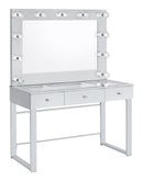 Umbridge 3-drawer Vanity with Lighting Chrome and White - My Sweet Home Furniture (Queens, NY)