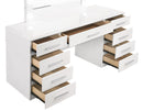 Felicity 9-drawer Vanity Desk with Lighted Mirror Glossy White - My Sweet Home Furniture (Queens, NY)