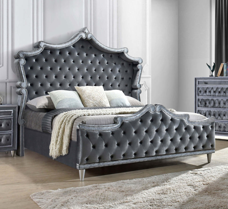 Antonella Upholstered Tufted Eastern King Bed Grey - My Sweet Home Furniture (Queens, NY)