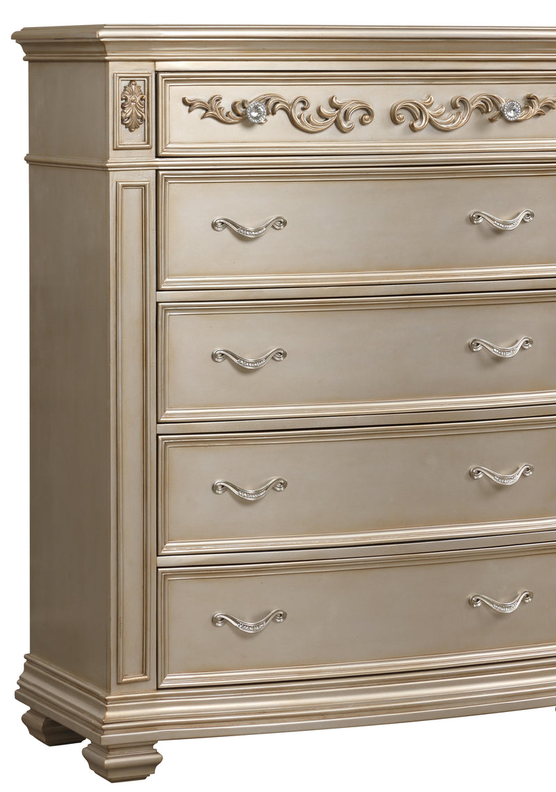 Valentina Traditional Style Chest in Gold finish Wood