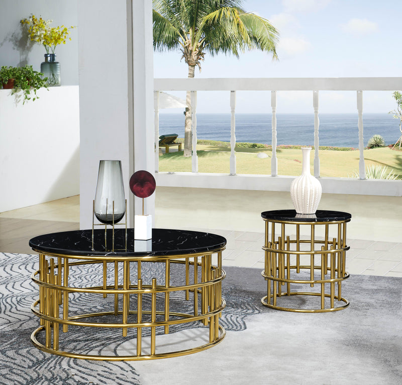 Talia Modern Style Marble End Table with Metal Base