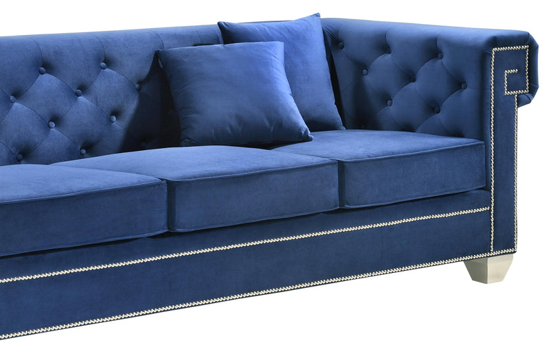 Clover Modern Style Blue Sofa with Steel Legs