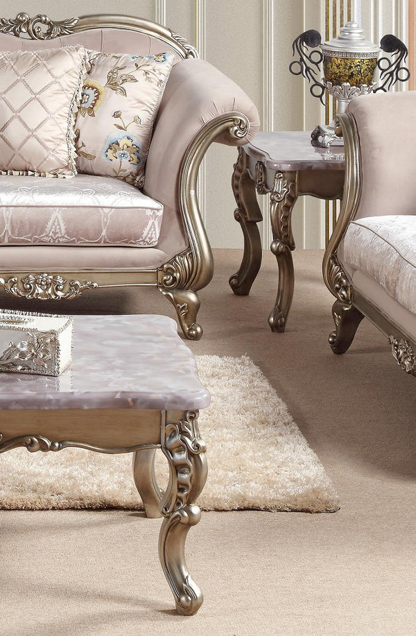 Ariana Traditional Style End Table in Champagne finish Wood image