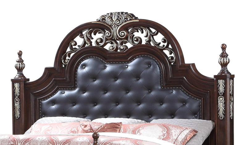 Rosanna Traditional Style Queen Bed in Cherry finish Wood - My Sweet Home Furniture (Queens, NY)
