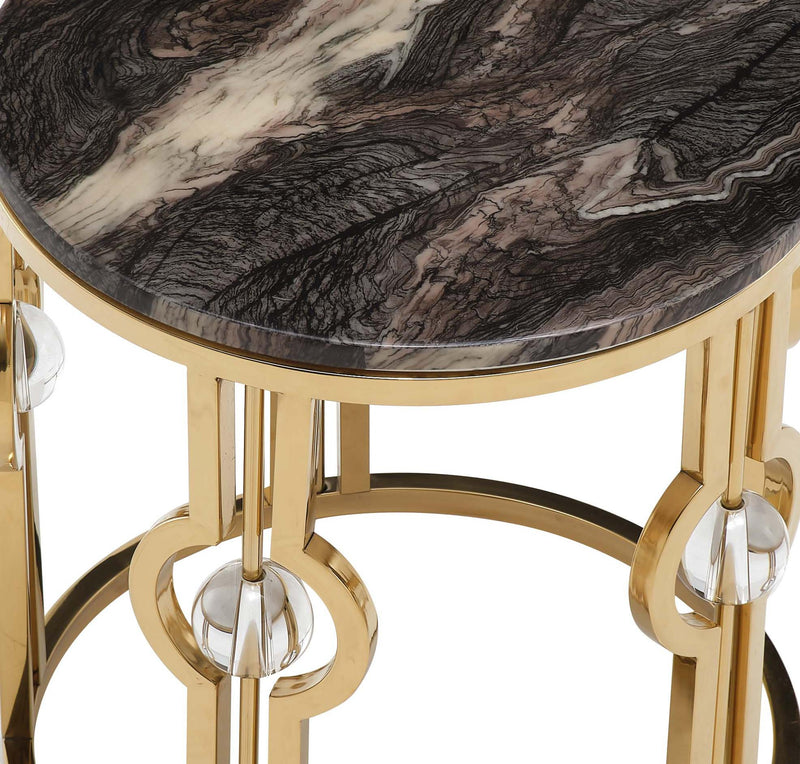 Fallon Modern Style Marble End Table with Metal Base