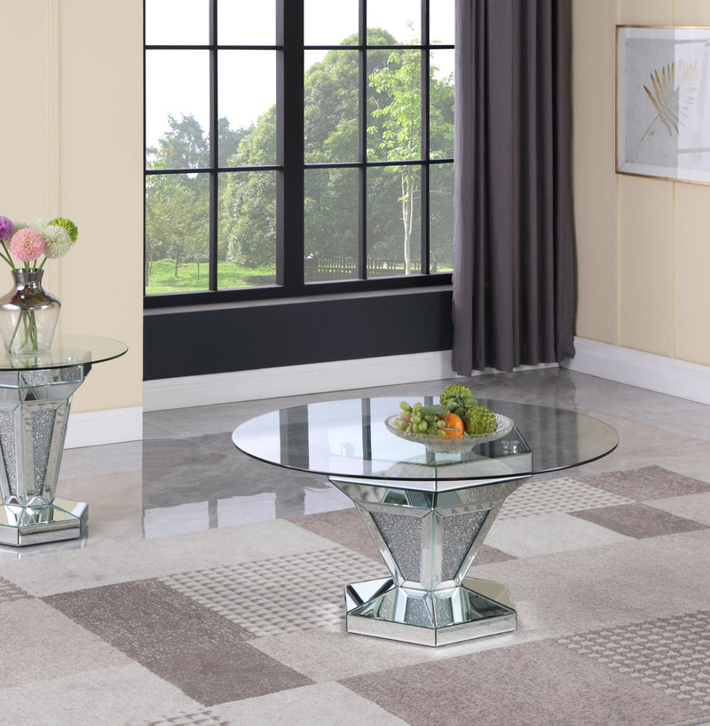 Diva Modern Style Glass Coffee Table with Silver fiinish