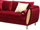 Ruby Modern Style Red Sofa with Gold Finish - My Sweet Home Furniture (Queens, NY)