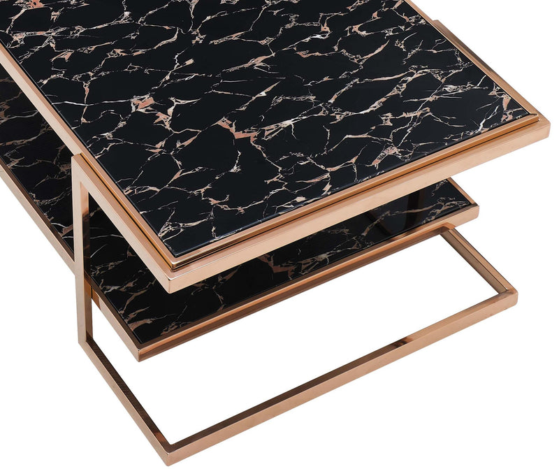 Tahira Modern Style Marble Coffee Table with Metal Base