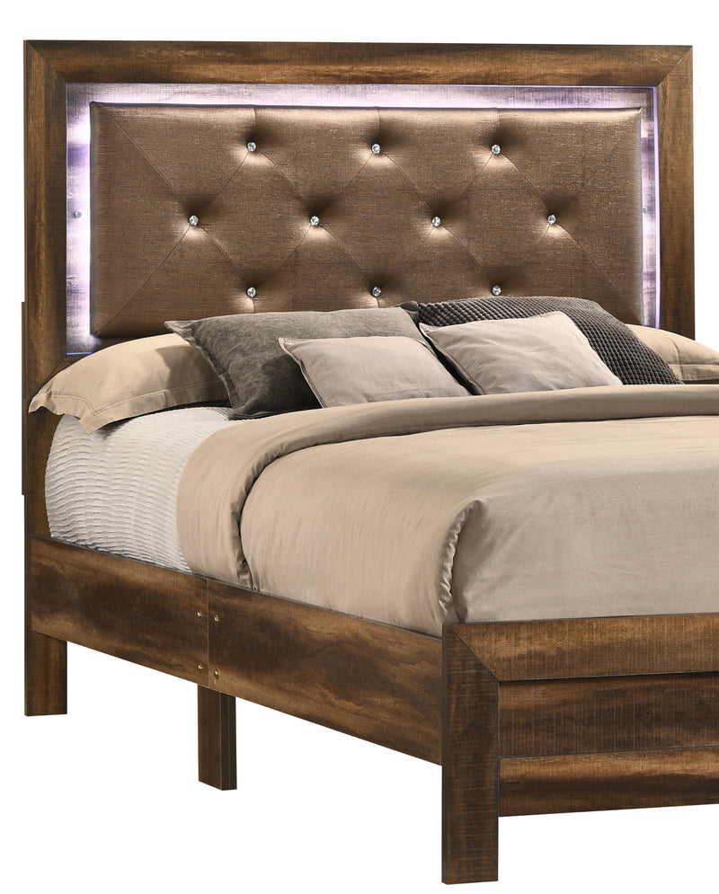 Yasmine Brown Modern Style Queen Bed in Espresso finish Wood