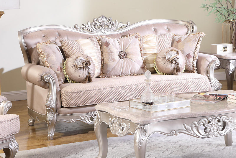 Daisy Traditional Style Sofa in Pearl finish Wood image