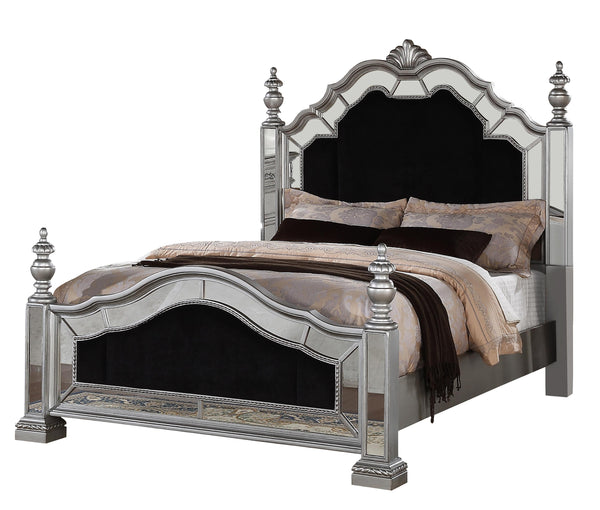 Pamela Transitional Style Queen Bed in Silver finish Wood image