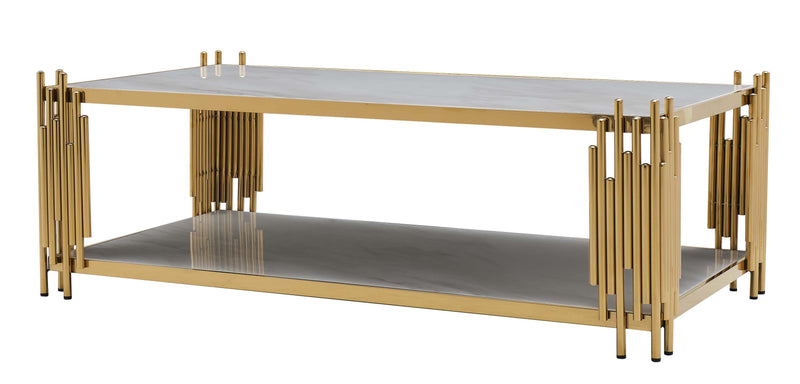 Lawrence Modern Style Marble Coffee Table with Metal Base