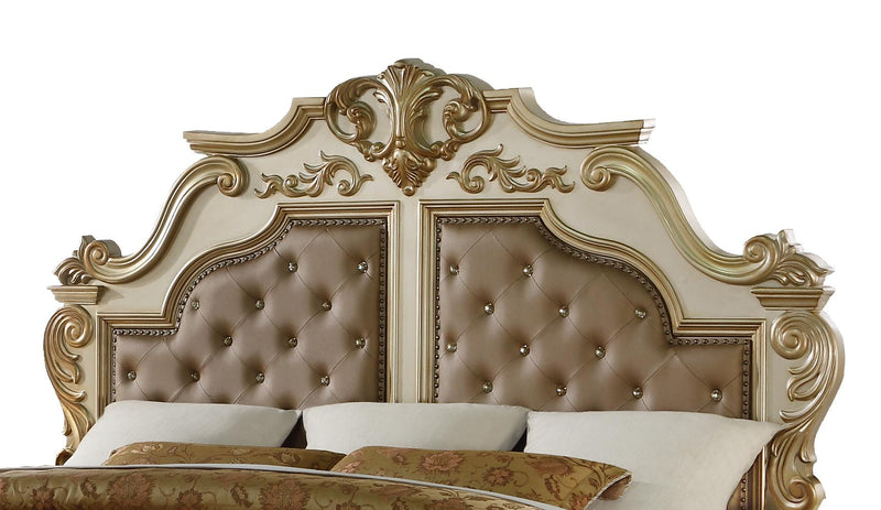 Miranda Transitional Style Queen Bed in Gold finish Wood - My Sweet Home Furniture (Queens, NY)