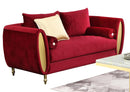 Ruby Modern Style Red Loveseat with Gold Finish - My Sweet Home Furniture (Queens, NY)