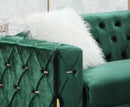 Emerald Modern Style Green Loveseat in Gold finish - My Sweet Home Furniture (Queens, NY)