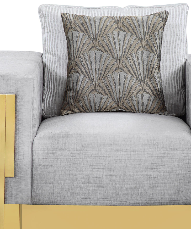 Megan Modern Style Gray Chair with Gold Finish