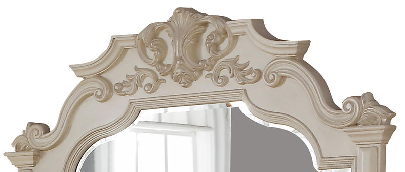 Victoria Traditional Style Mirror in Off-White finish Wood