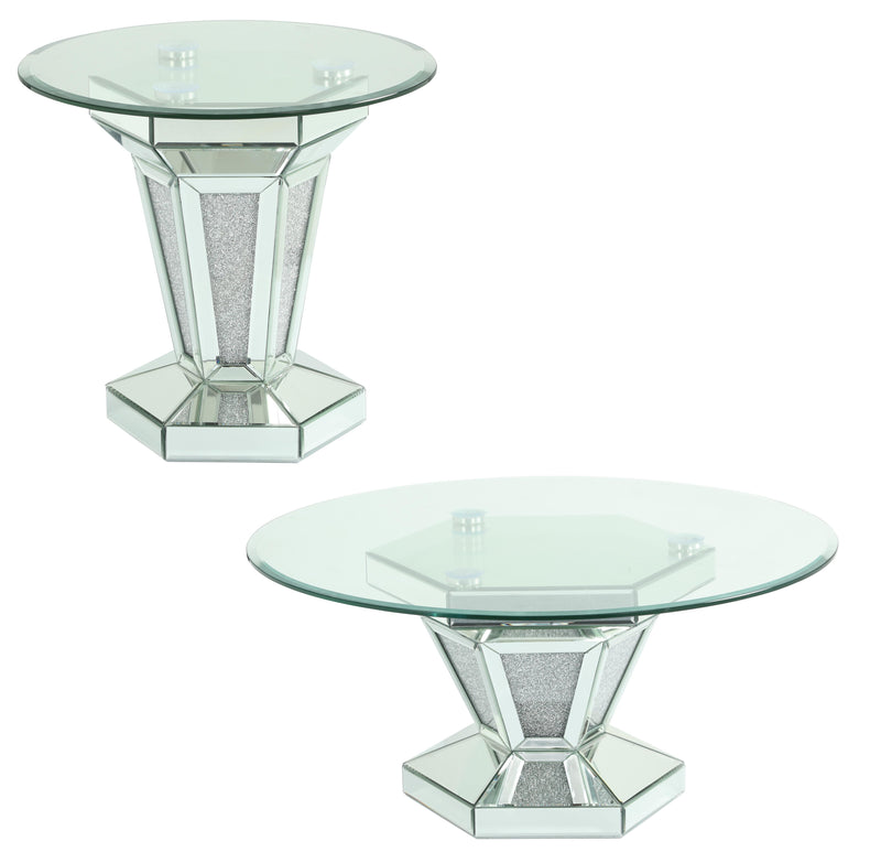Diva Modern Style Glass End Table with Silver fiinish - My Sweet Home Furniture (Queens, NY)