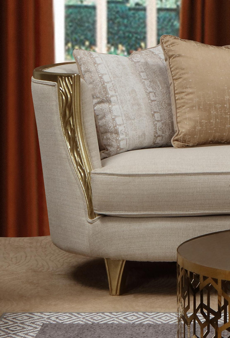 Cora Modern Style Beige Sofa in Gold finish - My Sweet Home Furniture (Queens, NY)