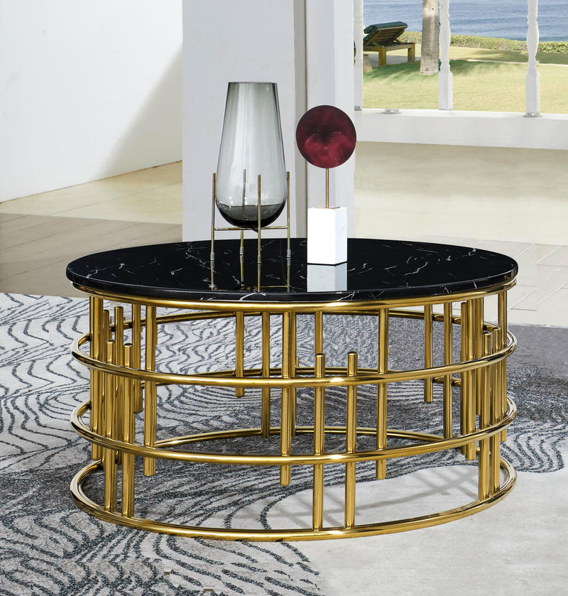 Carissa Modern Style Marble Coffee Table with Metal Base