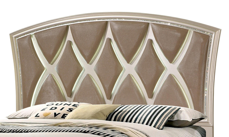 Faisal Transitional Style Queen Bed in Champagne finish Wood - My Sweet Home Furniture (Queens, NY)