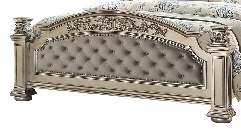 Platinum Traditional Style Queen Bed in Gold finish Wood - My Sweet Home Furniture (Queens, NY)