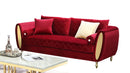Ruby Modern Style Red Sofa with Gold Finish - My Sweet Home Furniture (Queens, NY)