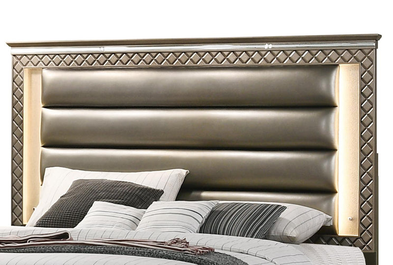 Coral Contemporary Style Queen Bed in Bronze finish Wood - My Sweet Home Furniture (Queens, NY)