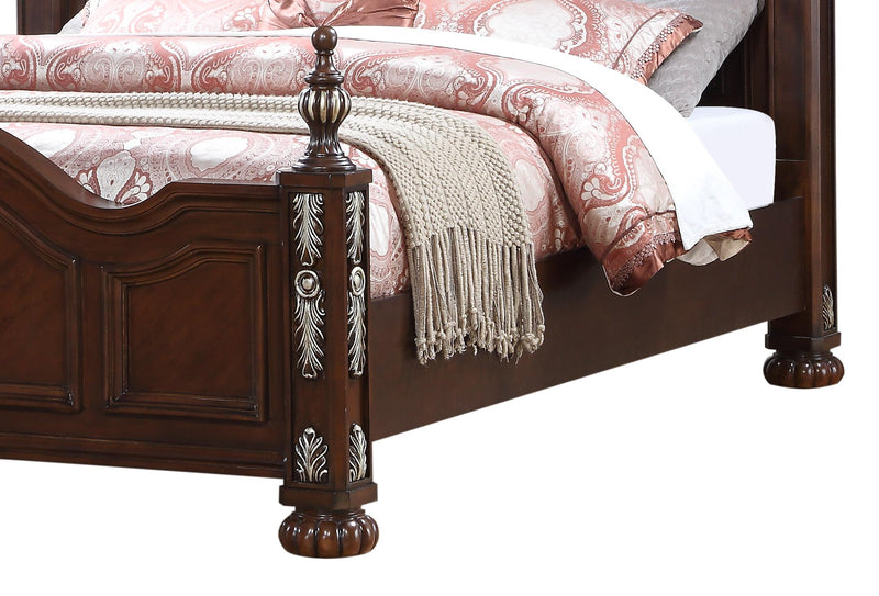 Rosanna Traditional Style Queen Bed in Cherry finish Wood - My Sweet Home Furniture (Queens, NY)